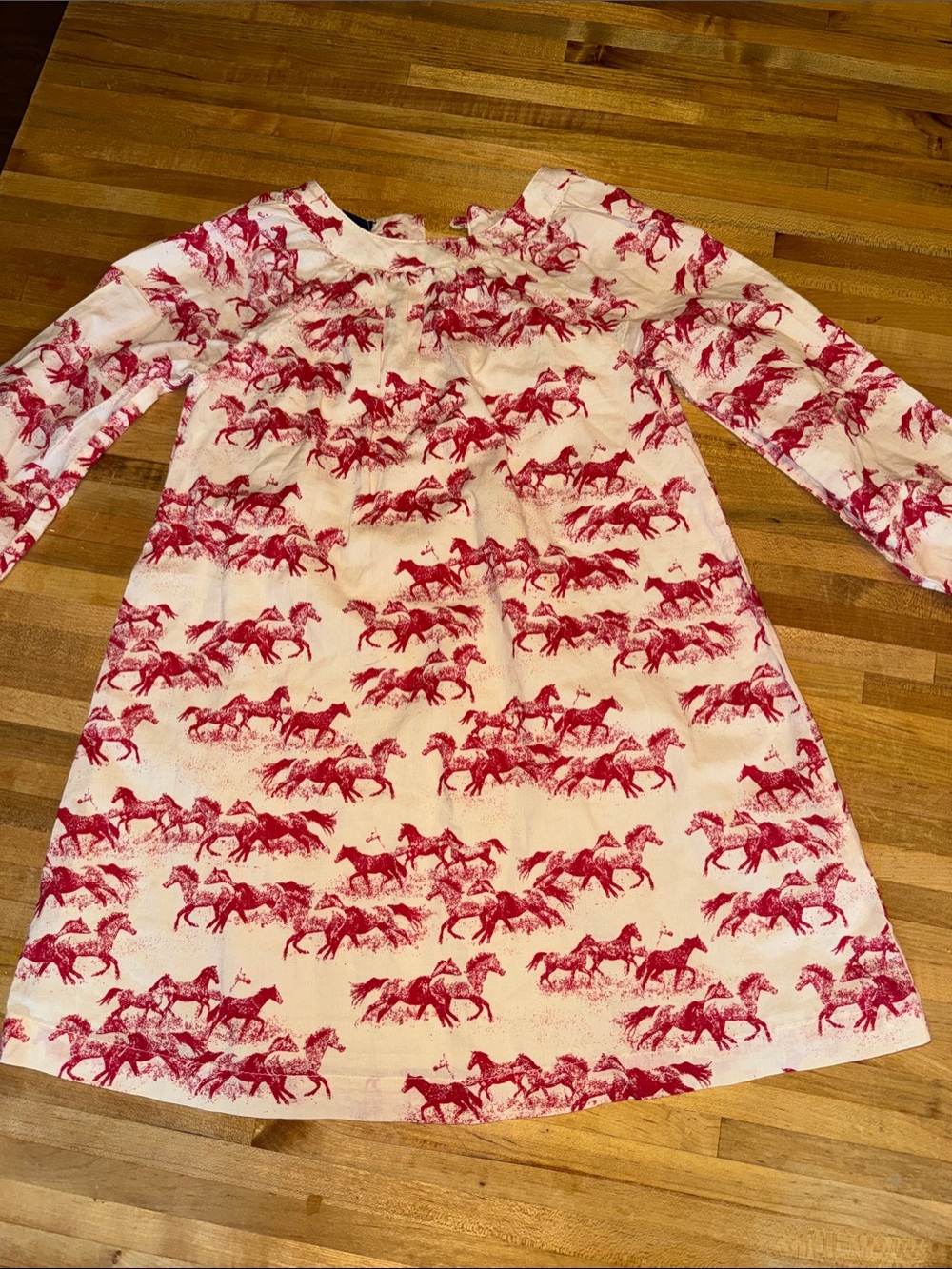GAP Wild Horses Cream Dress with Red Horse Print